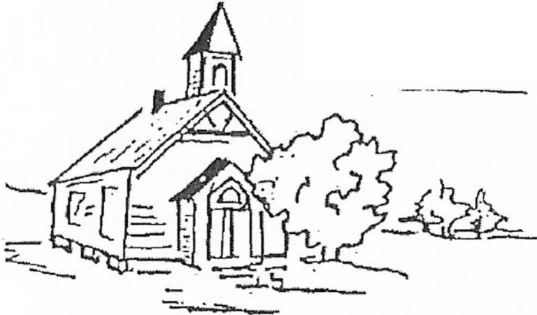 line drawing of church building