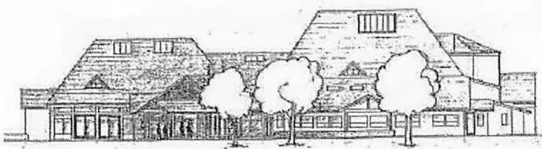 line drawing of a church